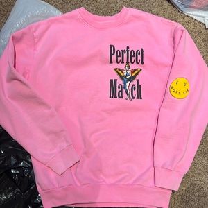 Boys Lie Pink "Perfect Match" Graphic Crewneck Sweatshirt